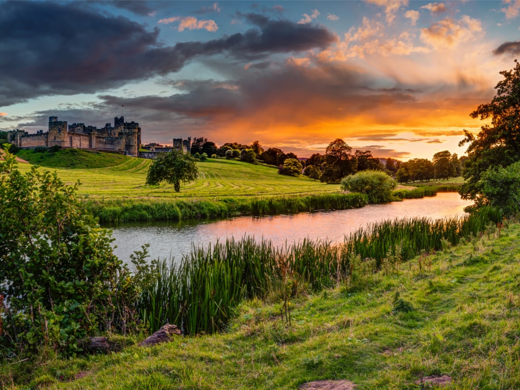Panoramic Sunset over River Aln