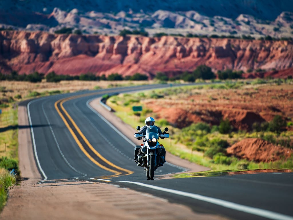 Biker on Route 66 in Arizona